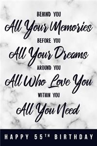 Behind You All Your Memories. Before You All Your Dreams. Around You All Who Love You. Within You All You Need. Happy 55th Birthday