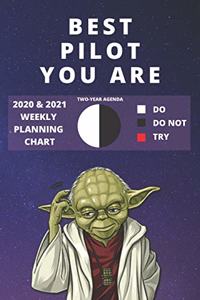 2020 & 2021 Two-Year Weekly Planner For Best Pilot Gift - Funny Yoda Quote Appointment Book - Two Year Agenda Notebook