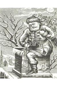 Vintage Santa Claus Goes Down Chimney Christmas Eve School Comp Book 130 Pages