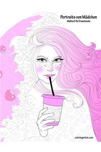 Malbuch mit Portraits von Mädchen für Erwachsene 1