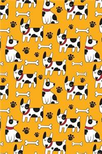 Bullet Journal Notebook Dogs and Bones Pattern on Orange