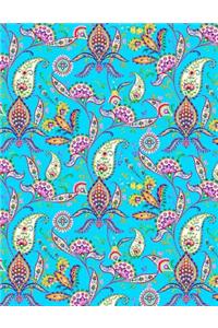 My Big Fat Journal Notebook Paisley Pattern On Blue