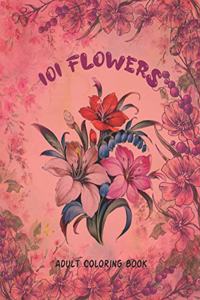 101 Flowers Adult Coloring Book