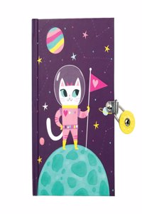 Space Cat Glow-In-The-Dark Locked Diary