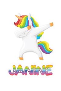 Janine: Janine 6x9 Journal Notebook Dabbing Unicorn Rainbow