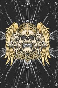 Gothic Notizbuch goldene Totenschädel