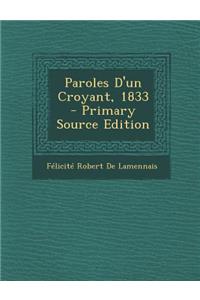 Paroles D'Un Croyant, 1833