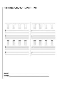 4 String Chord - Staff - Tab