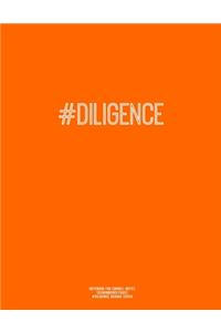 Notebook for Cornell Notes, 120 Numbered Pages, #DILIGENCE, Orange Cover