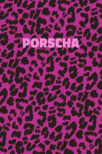 Porscha: Personalized Pink Leopard Print Notebook (Animal Skin Pattern). College Ruled (Lined) Journal for Notes, Diary, Journaling. Wild Cat Theme Design wi