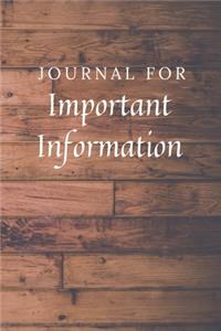 Journal For Important Information