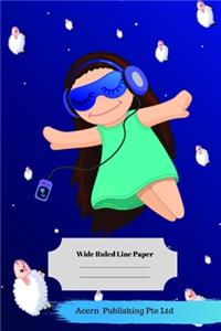 Sleep Music Theme Wide Ruled Line Paper