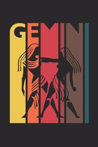 Retro Gemini Notebook - Horoscope Journal - Zodiac Signs Diary - May June Birthday Gemini Gift