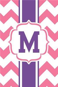 Pink Chevron Letter M Monogrammed Journal