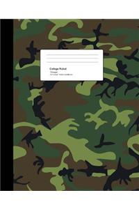College Ruled: 120 Sheets, 240 Pages, Composition Book Camouflage Wilderness Notebook