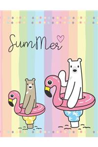 Summer: Hello Bear Cover and Dot Graph Line Sketch Pages, Extra Large (8.5 X 11) Inches, 110 Pages, White Paper, Sketch, Draw and Paint