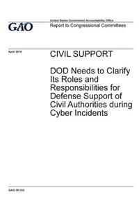Civil support, DOD needs to clarify its roles and responsibilities for defense support of civil authorities during cyber incidents