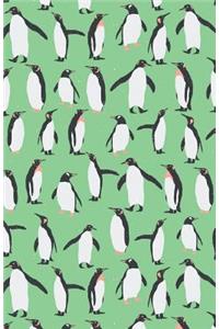 Bullet Journal Penguins in Snow Winter Pattern - Green