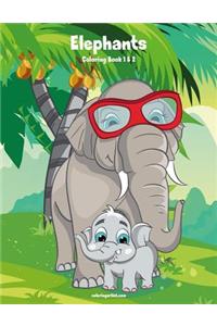 Elephants Coloring Book 1 & 2