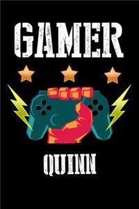 Gamer Quinn: Liniertes Notizbuch für deinen Vornamen