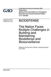BIODEFENSE The Nation Faces Multiple Challenges in Building and Maintaining Biodefense and Biosurveillance