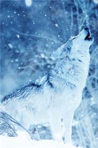 Blue Howling Wolf in Winter Illustration Art Journal