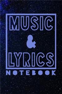 Music and Lyrics Notebook with a universe background