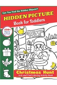 Hidden Picture Book for Toddlers, Christmas Hunt Seek And Find Coloring Activity Book