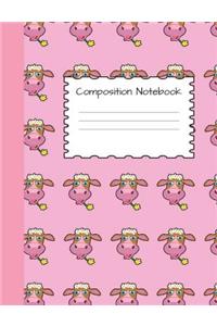 Composition Notebook Happy Cow: College Ruled Journal to write in for school, take notes, for kids, students, teachers, homeschool, Pink Cover