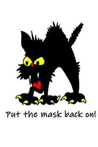 Funny Halloween Black Cat Arched Back Mask On School Composition Book 130 Pages