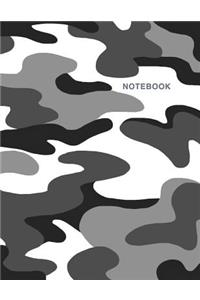 Notebook: Composition Book, Journal (8.5 X 11 Inches, 120 Pages, Lined Paper) Camouflage Design-Gray