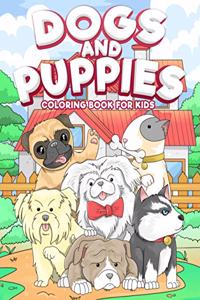 Dogs and Puppies Coloring Book For Kids