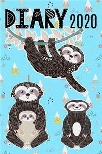 2020 Daily Diary Journal, Cute Sloth Family