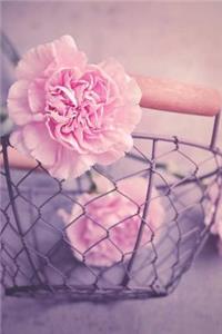 Pink Carnations in a Rustic Wire Basket Flower Journal