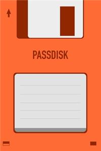 Orange Passdisk Floppy Disk 3.5 Diskette Retro Password log [110pages][6x9]