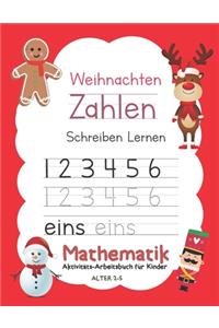 Weihnachten Zahlen Schreiben Lernen Mathematik Aktivitäts-Arbeitsbuch für Kinder Alter 2-5