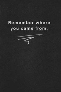 Remember where you came from.