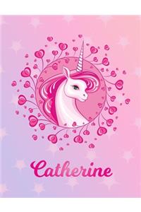 Catherine: Catherine Magical Unicorn Horse Large Blank Pre-K Primary Draw & Write Storybook Paper - Personalized Letter C Initial Custom First Name Cover - Sto