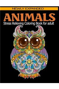 Animals Stress Relieving Coloring Book for Adult Newly Expanded