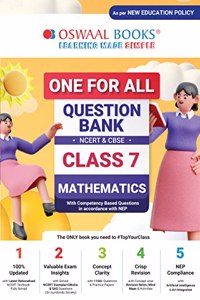 Oswaal One For All Question Bank NCERT & CBSE, Class-7 Mathematics Hardcover Book (For 2023-24 Exam)