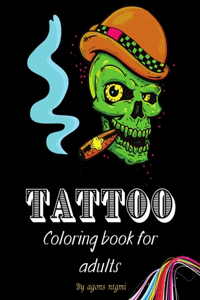 Tattoo Coloring book for adults: black background, 49 relaxing tattoo designs for men and women