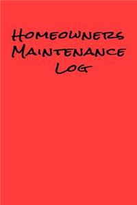 Homeowners Maintenance Log