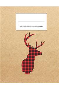 Red Plaid Deer Composition Notebook