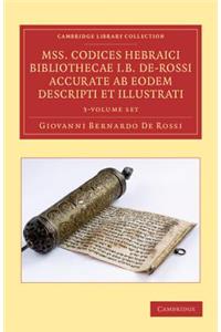 Mss. Codices Hebraici Bibliothecae I. B. De-Rossi Accurate ab Eodem Descripti et Illustrati 3 Volume Set