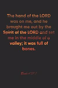 Ezekiel 37: 1 Notebook: The hand of the LORD was on me, and he brought me out by the Spirit of the LORD and set me in the middle of a valley; it was full of bon