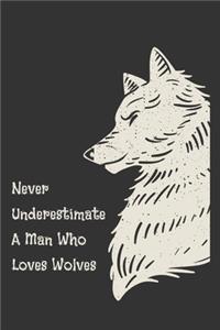 Never Underestimate A Man Who Loves Wolves