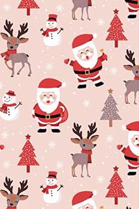 Merry Christmas Cute Reindeer Snowmen Santa Trees Snowflakes Notebook