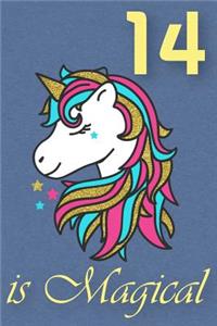 14 Is Magical - Birthday Unicorn Lined Journal