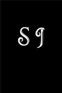 S J: Double Monogram Journal, 100 Pages, 6x9 Inches, Black Glossy Cover