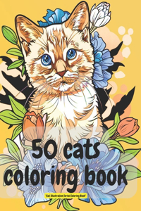 50 cats coloring book for kid 8 - 12